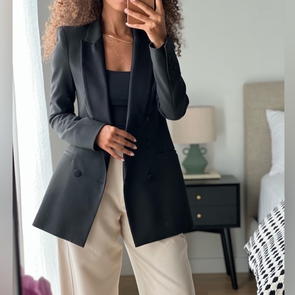 Zara bloggers fave double breasted tuxedo blazer - Picture 1 of 16